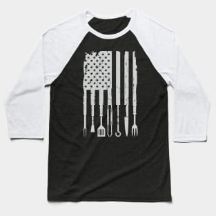 BBQ Smoker Grilling Pitmaster Barbecue American Flag Baseball T-Shirt